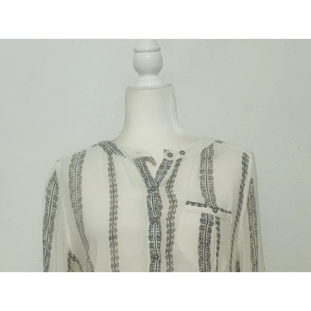Free People Women Size M Shibori Magic Long Sleeve Tunic Henley/Blouse Boho
